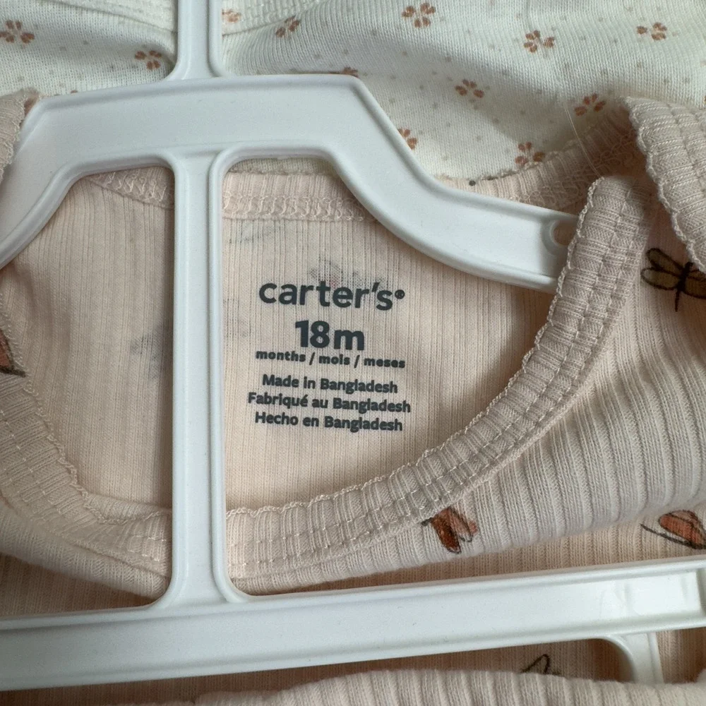 Carter's Bodysuits & Leggings 3 Piece Set Baby Girl 18M Pink Cream